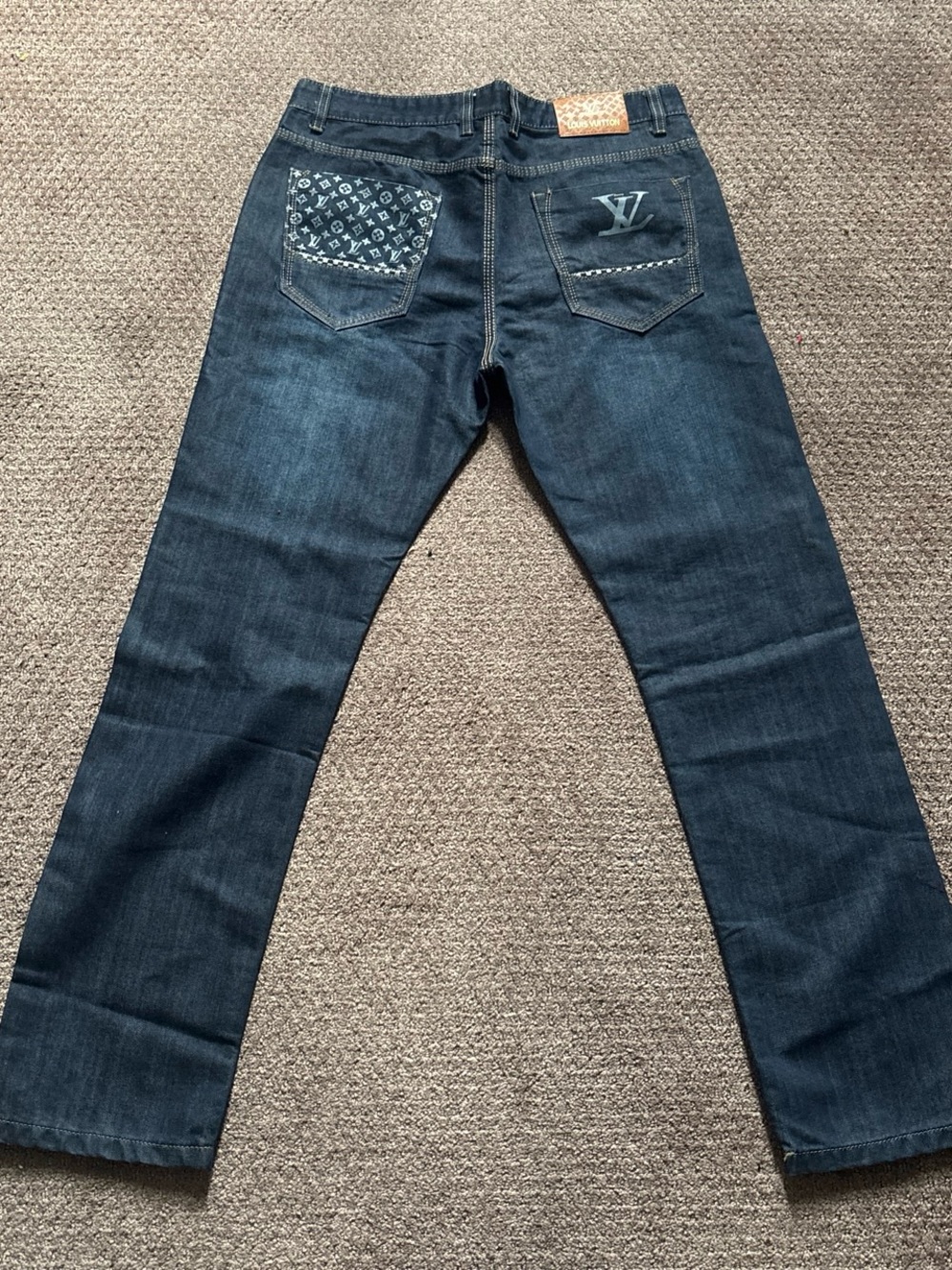 Louis Vuitton Dark Blue Bootcut Jeans with Monogram Pocket